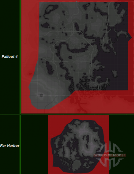 Fallout 4 e Far Hrabor mapas comparar