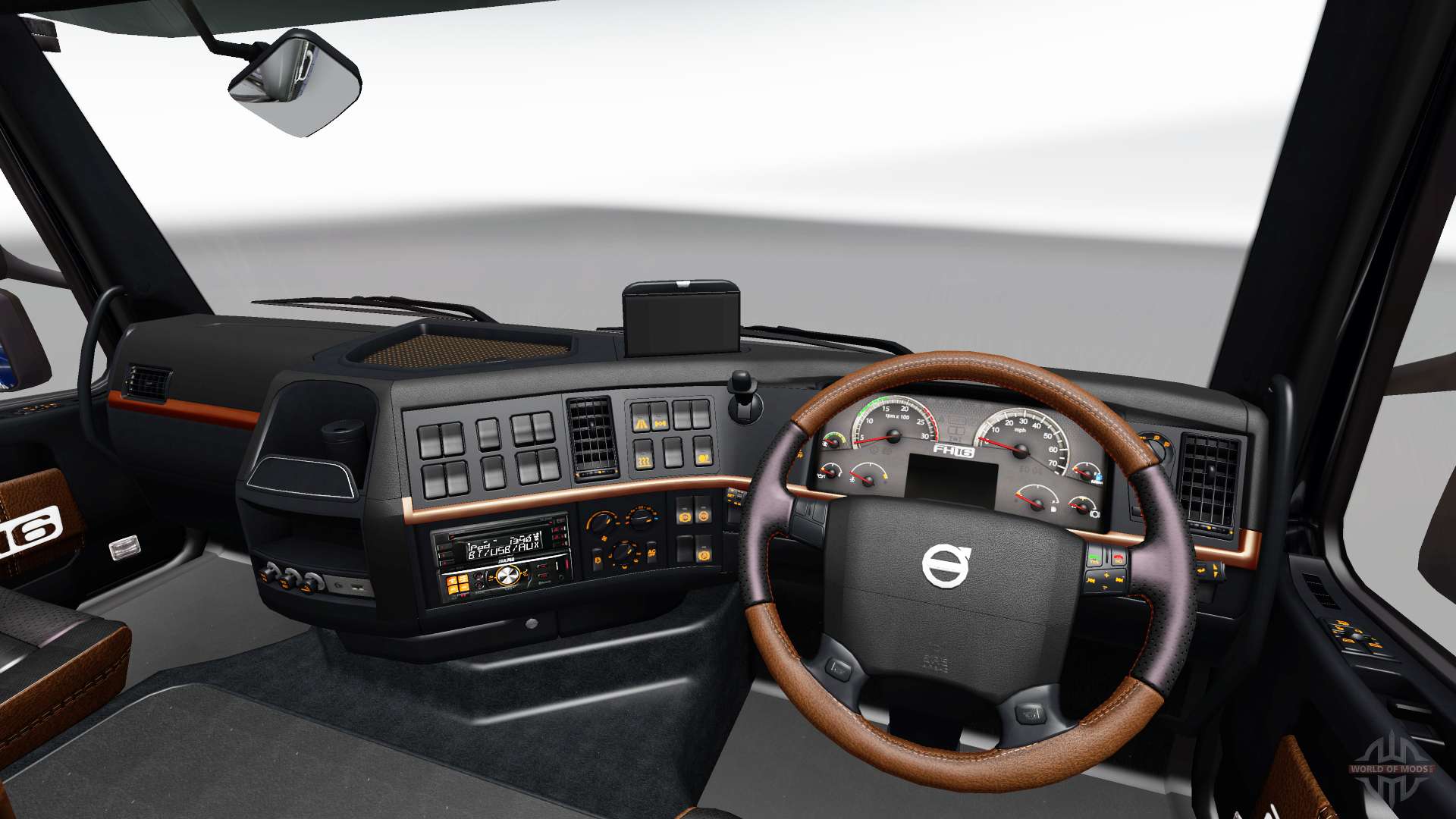 Preto-e-castanho interior do Volvo para Euro Truck Simulator 2